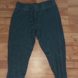 green thin fleece joggers